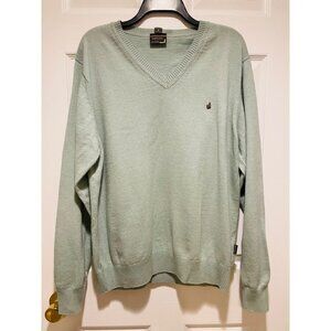 Kimuan Light Green V-Neck Cotton-Wool Blend Long Sleeve Pullover Sweater Size M